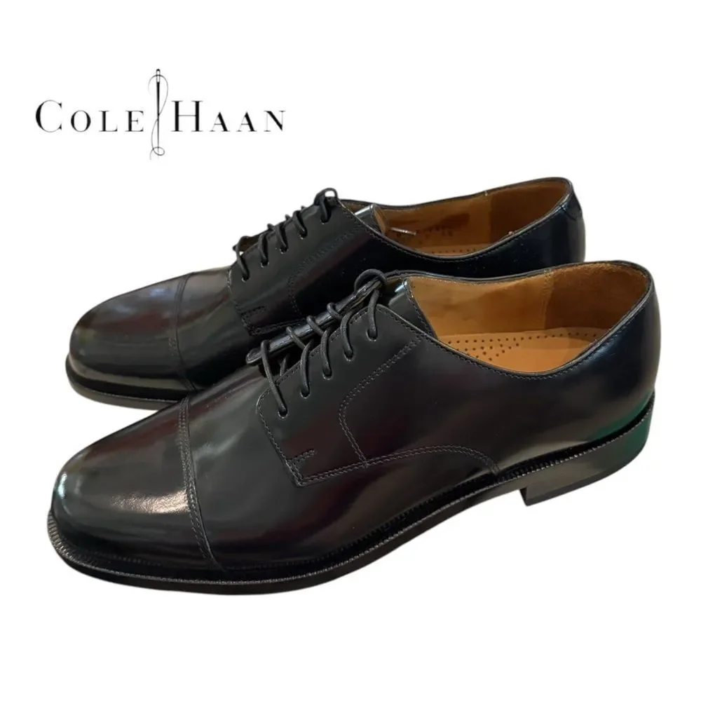 New Cole Haan Caldwell Men's Oxford Black Leather Dress Shoes 7 7D